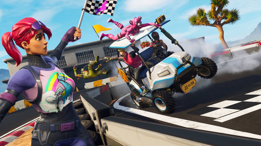 Fortnite Battle Royale Racing Golf Cart Wallpaper