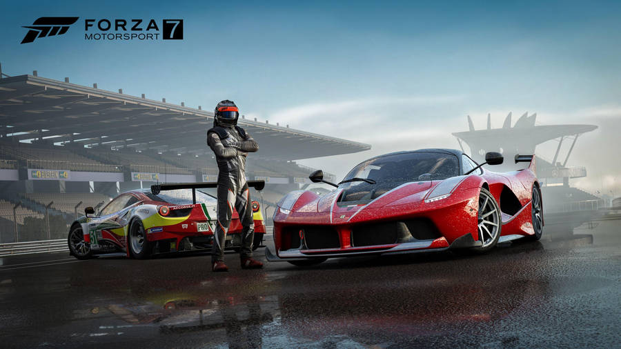 Forza 7 Rider With Ferrari Wallpaper