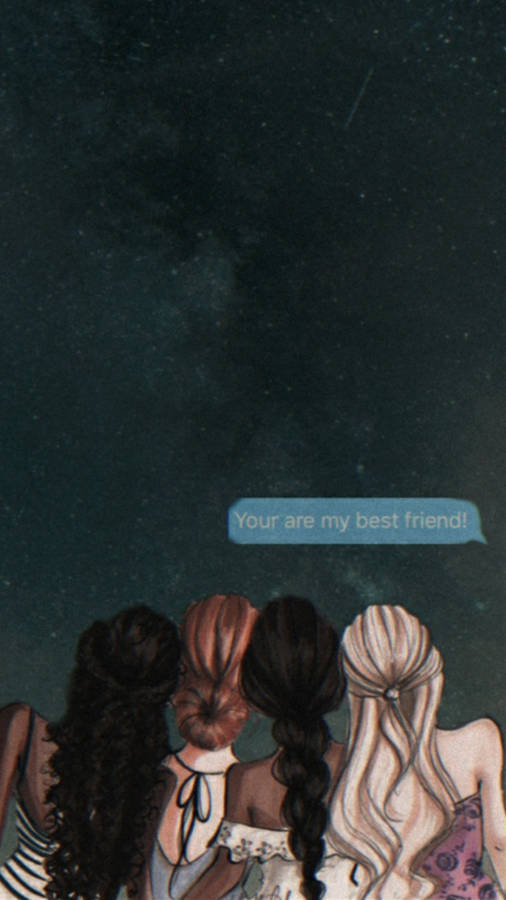 Four Girly Bff Speech Bubble Wallpaper