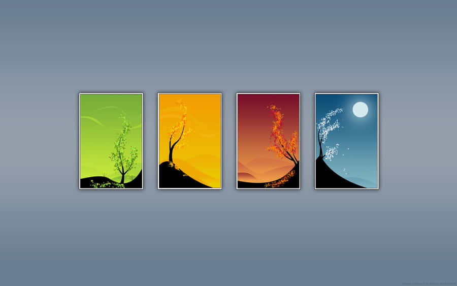 Four Seasons Digital Art Wall Decoration Wallpaper