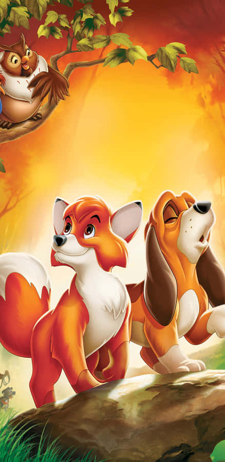 Fox And Hound - A Timeless Friendship Wallpaper