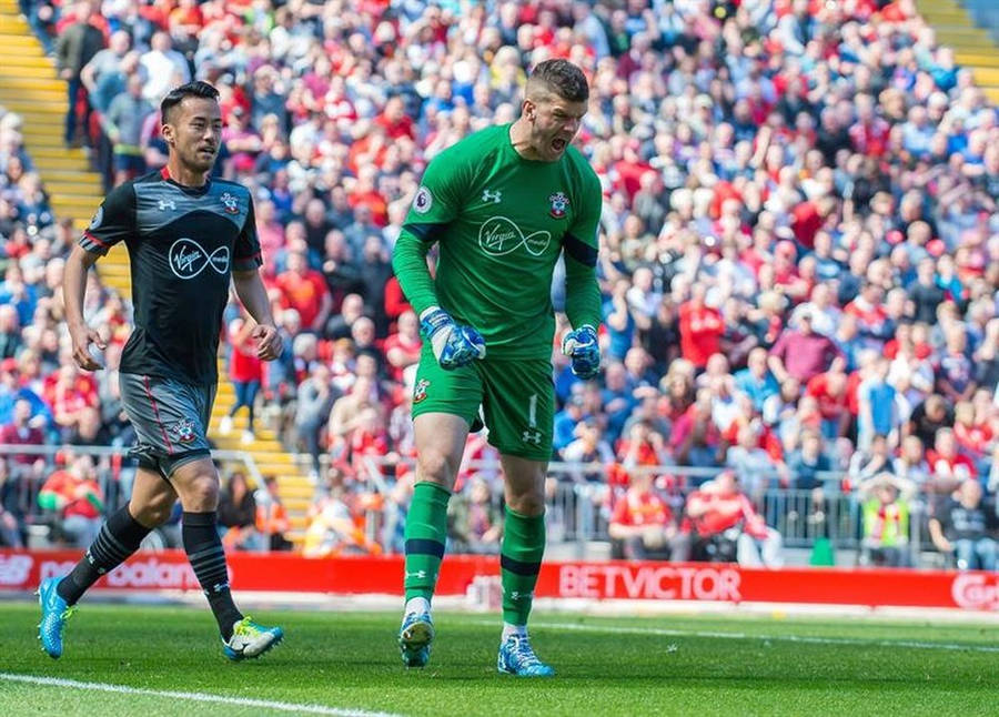 Fraser Forster Yelling Full Body Wallpaper