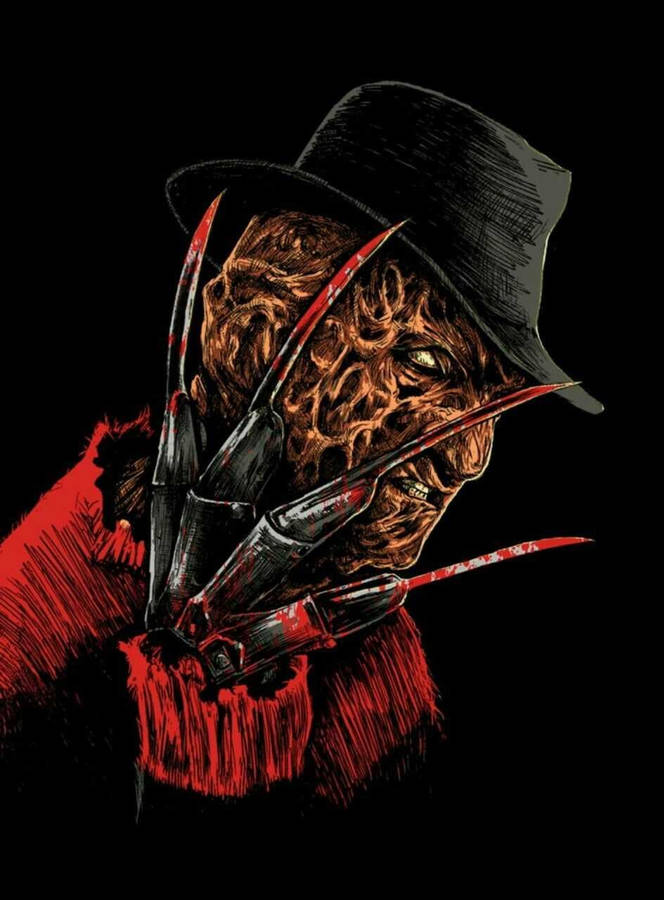 Freddy Krueger Digital Sketch Wallpaper