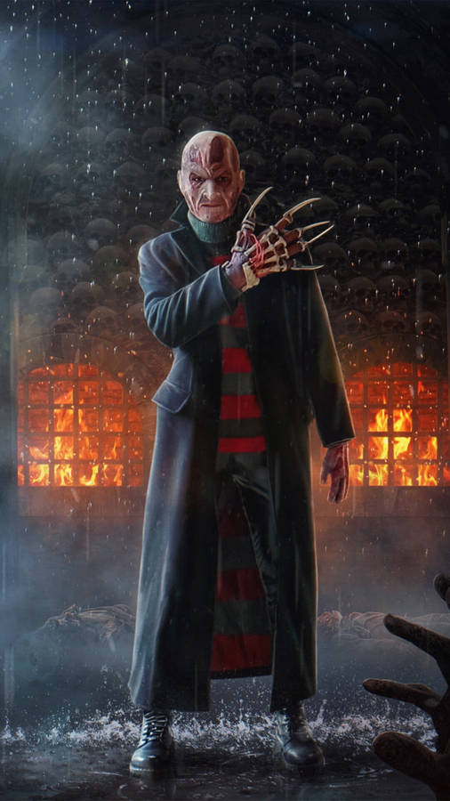 Freddy Krueger In Fire Wallpaper