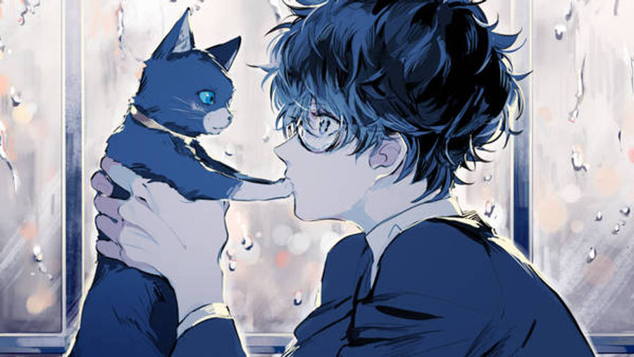 Free Anime Pfp Rei With Cat Wallpaper