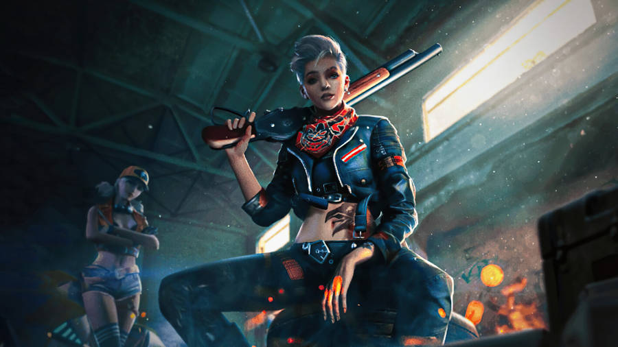 Free Fire Criminal Bundle Badass Female Characters Wallpaper