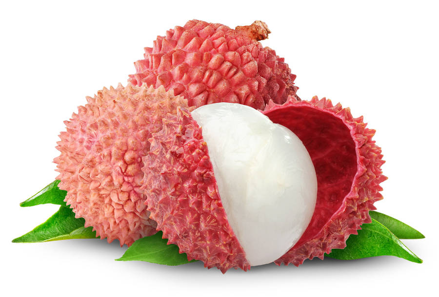 Fresh And Delicious Open Red Lychee Fruits Wallpaper