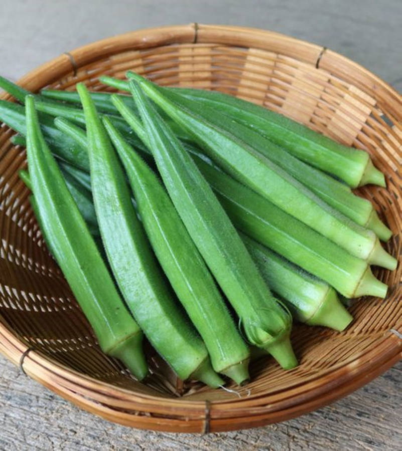 Fresh Okras In Basket Wallpaper