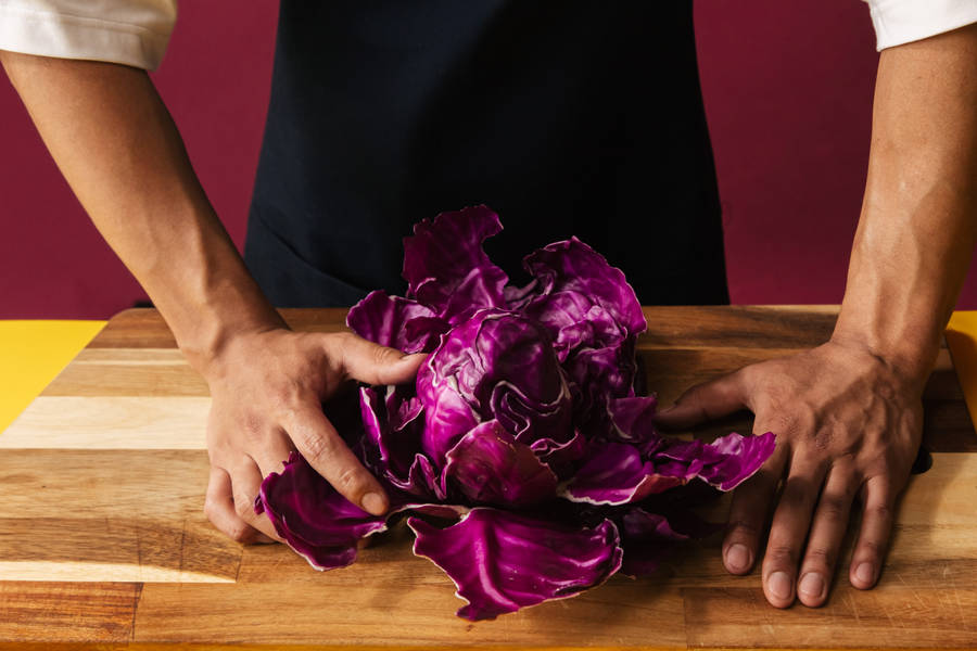 Fresh Red Cabbage Detail Wallpaper