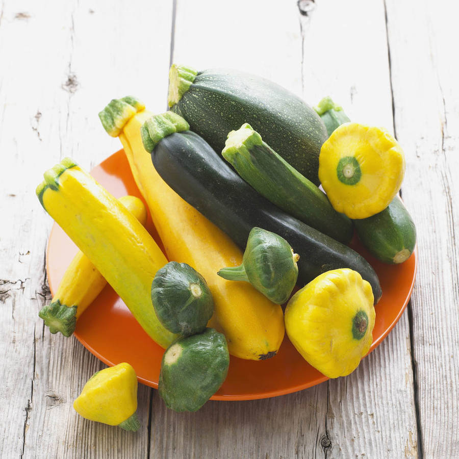 Fresh Yellow Squash And Zucchini On Plate Wallpaper