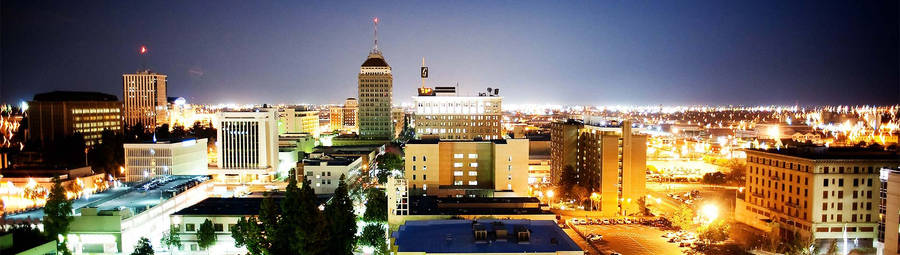 Fresno California Skyline Panoramic View Wallpaper