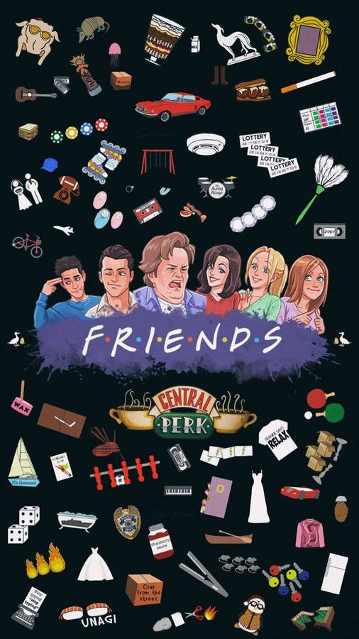 Friends Tv Show Stickers Collage Wallpaper