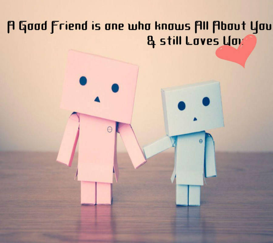 Friendship Of Two Cute Cardboard Toys Wallpaper