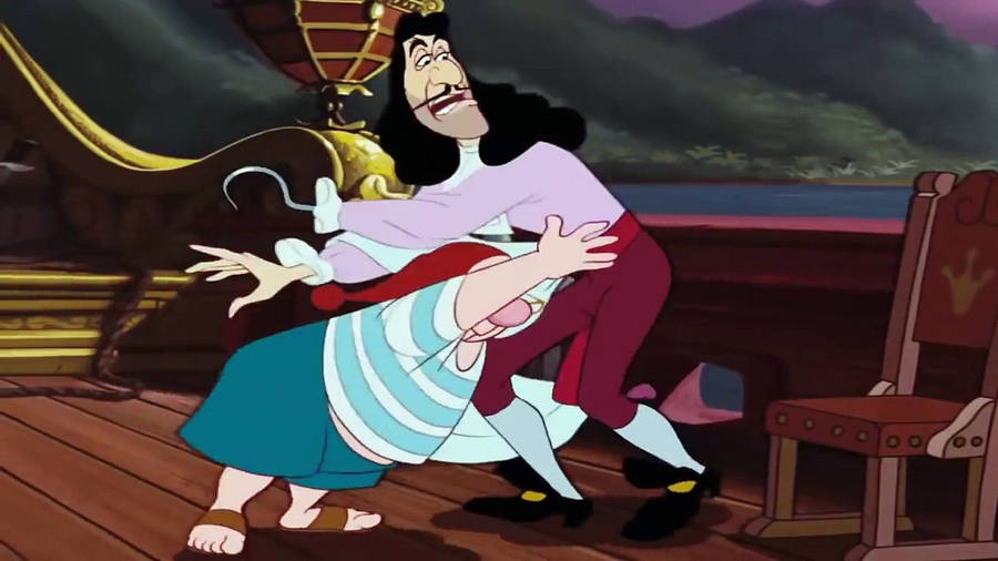 Frightened Captain Hook Wallpaper