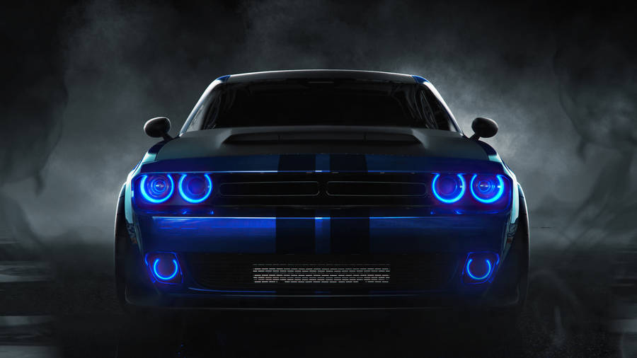 Front Of 2018 Blue Dodge Challenger Wallpaper