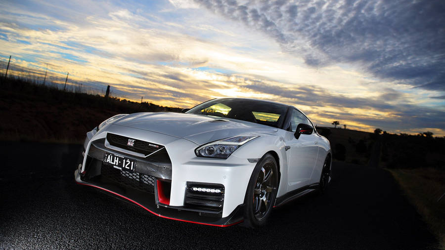 Front View Of A White Nissan Gtr Car Wallpaper