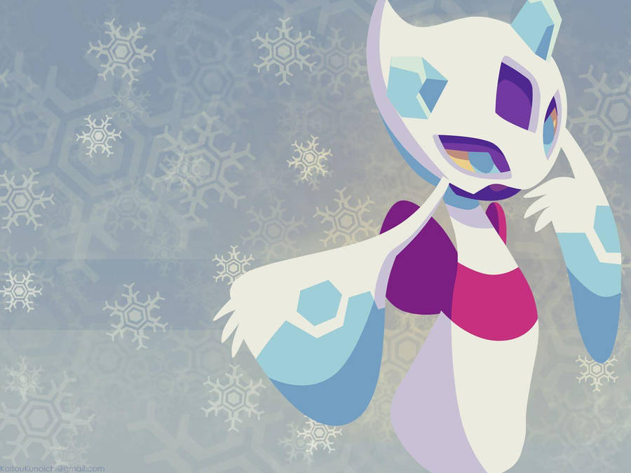 Froslass In Snowy Abstract Backdrop Wallpaper