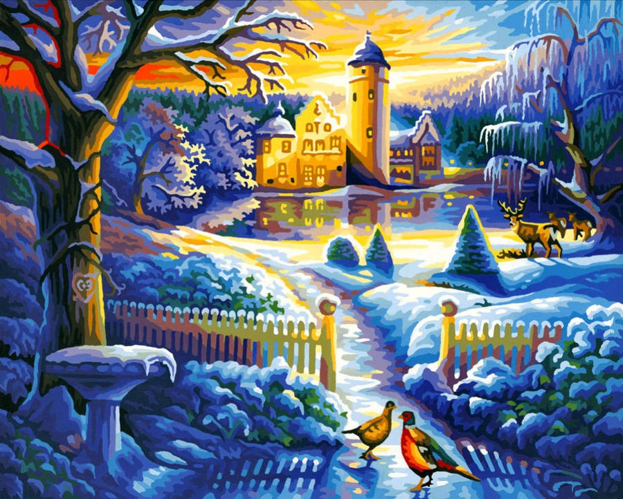 Frozen Castle In Winter Wallpaper