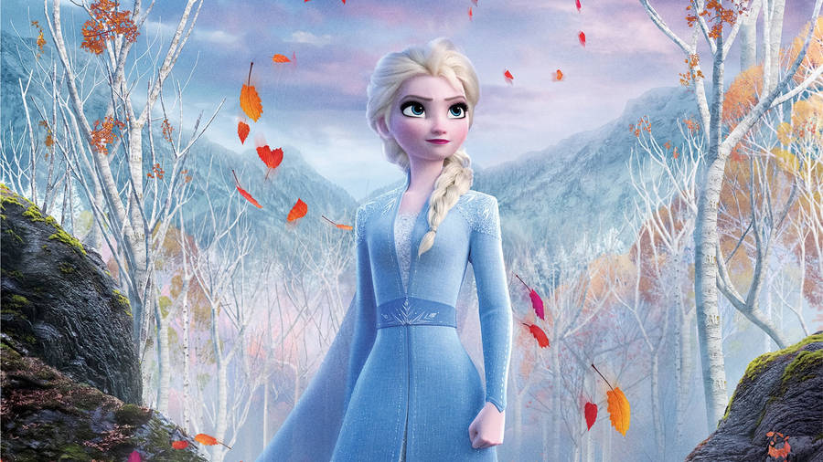 Frozen Elsa Portrait Leaves Forest Wallpaper