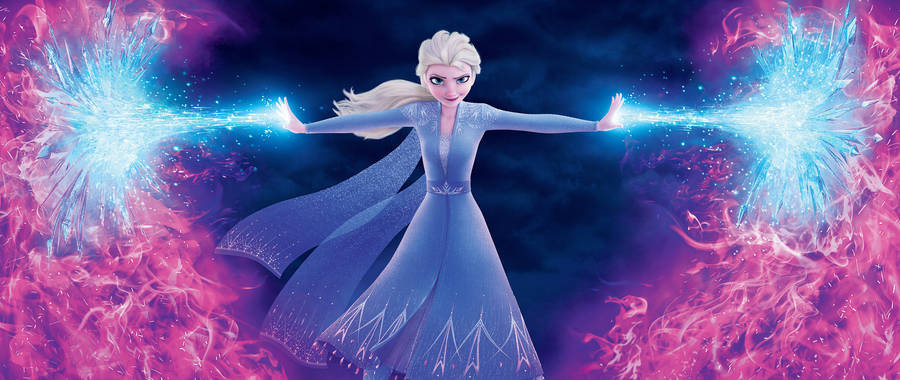 Frozen Elsa Powers Pink Flames Wallpaper