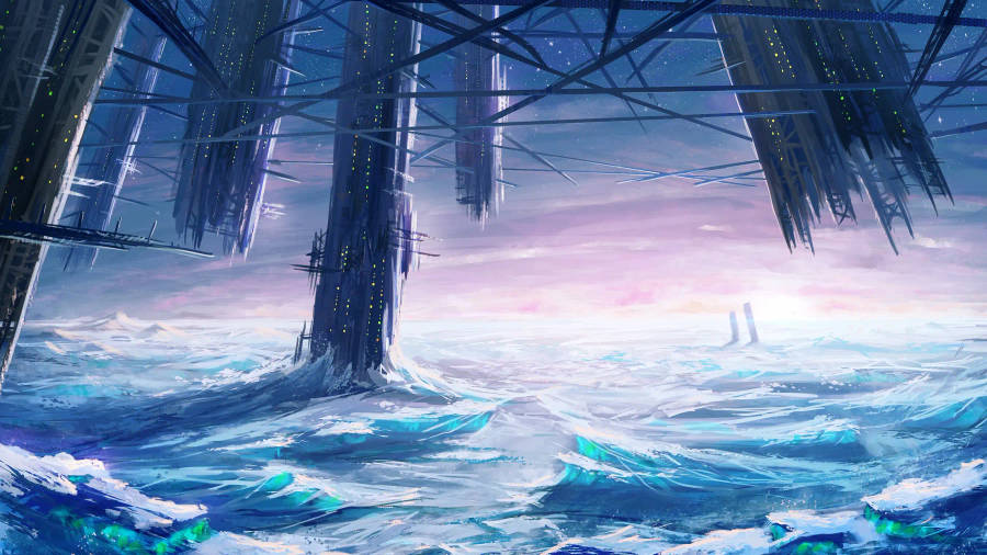 Frozen Sci-fi Landscape Wallpaper