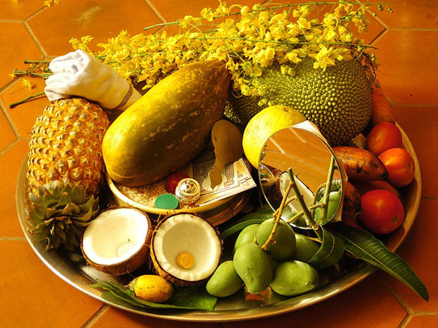 Fruit Platter Offering Vishu Wallpaper