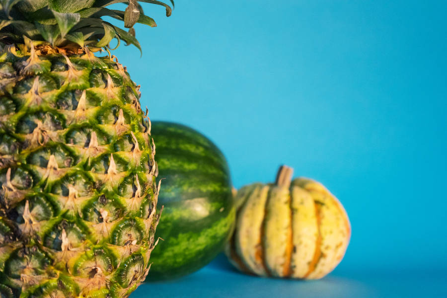 Fruits On Blue Background Wallpaper