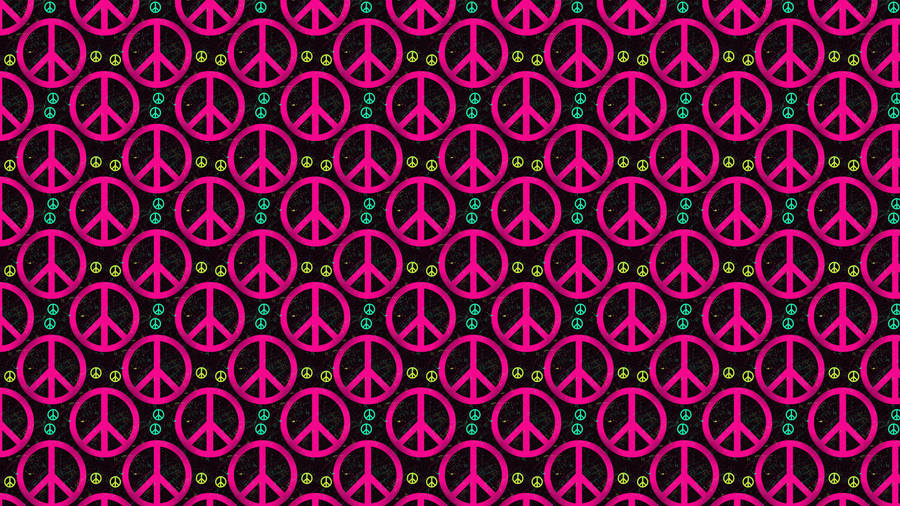 Fuchsia Pink Peace Symbols Wallpaper