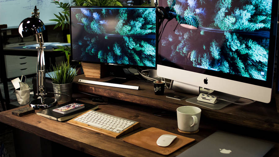 Full Hd Computer Desktop In Wood Aesthetic Wallpaper