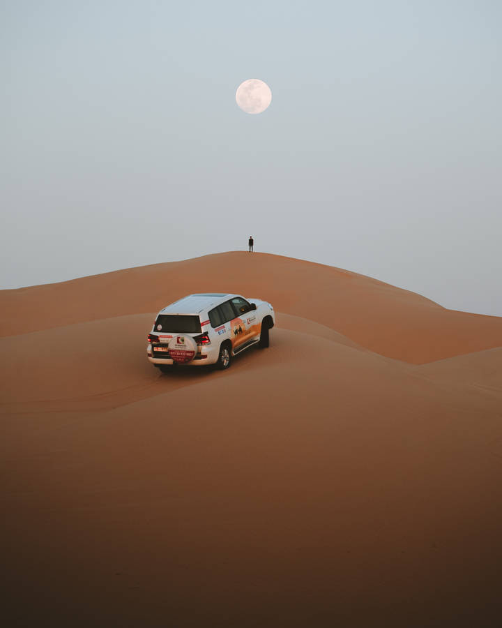 Full Moon In Desert Wallpaper