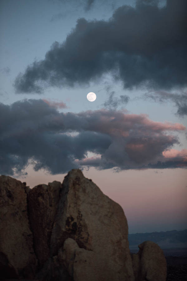 Full Moon Over Mountains Wallpaper