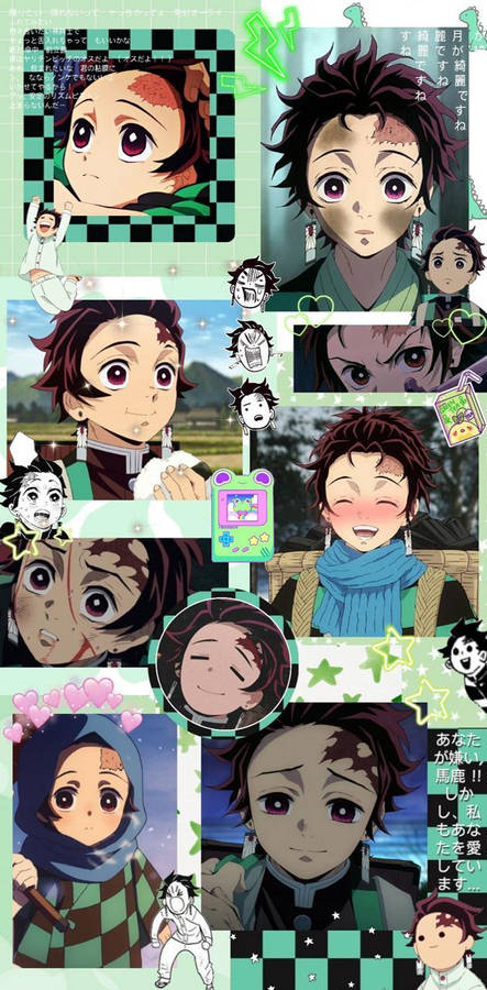 Fun Tanjiro Aesthetic Collage Wallpaper