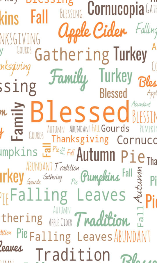 Fun Thanksgiving Image Full Of Words Iphone Wallpaper