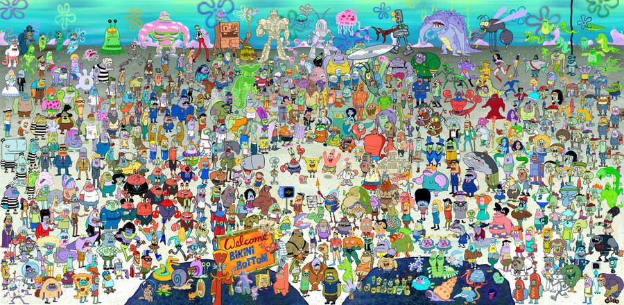 Fun Times With Spongebob And Friends. Wallpaper