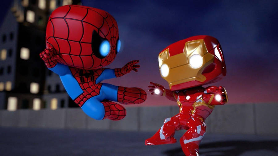 Funko Pop Spiderman And Iron Man Wallpaper