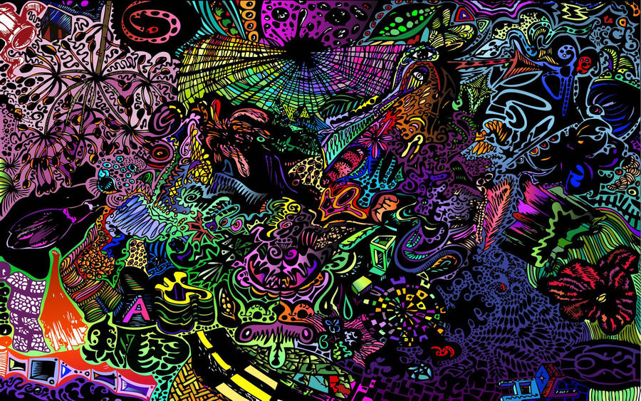 Funky Colorful Drawing Wallpaper