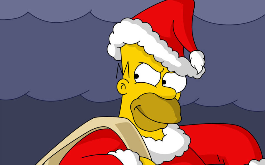 Funny Christmas Simpson In Santa Suit Wallpaper