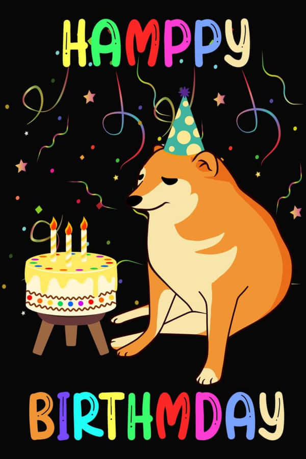 Funny Shiba Inu Birthday Celebration Wallpaper