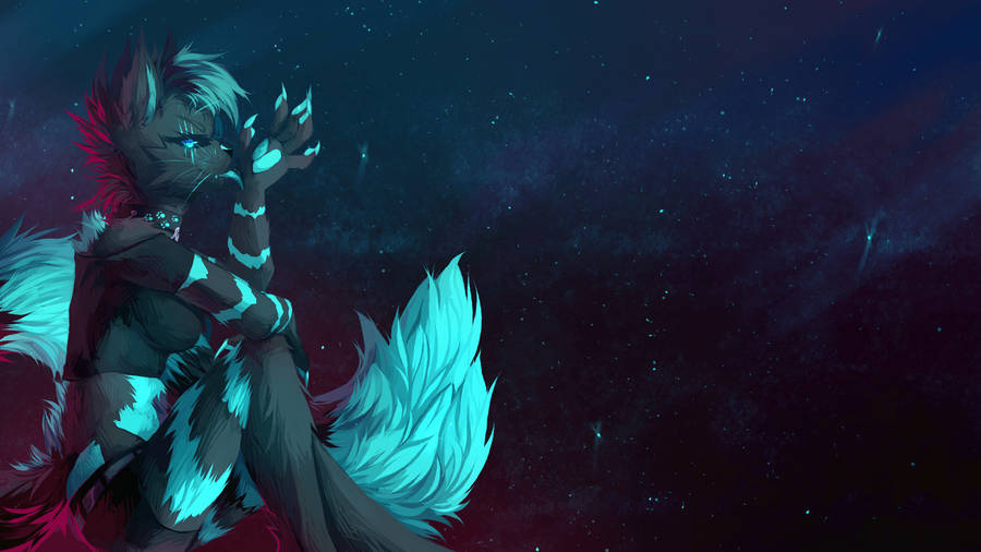 Furry Female Fox Space Background Wallpaper