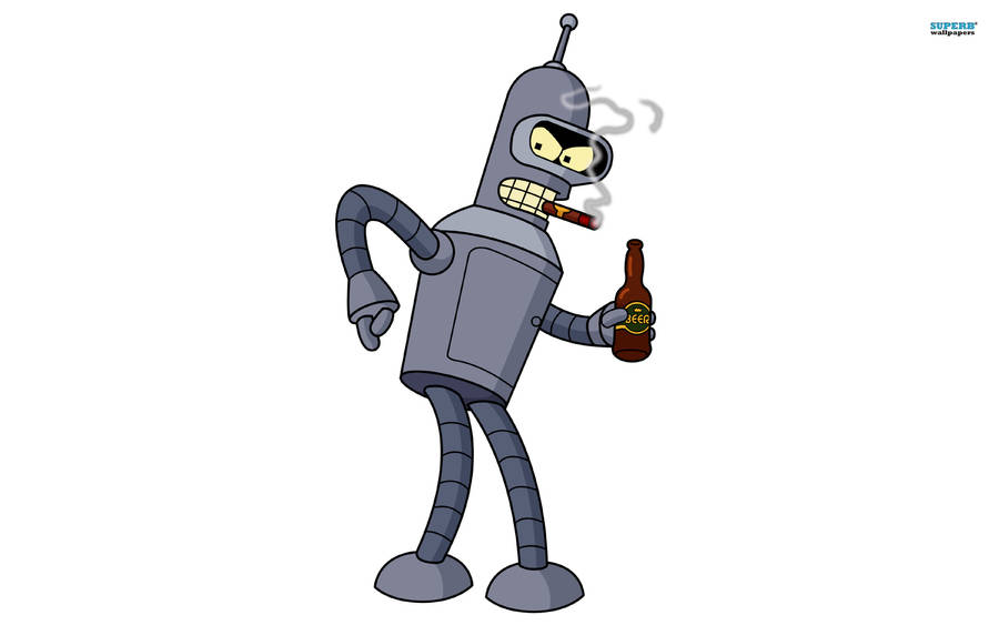 Futurama Bender With Beer Bottle Wallpaper