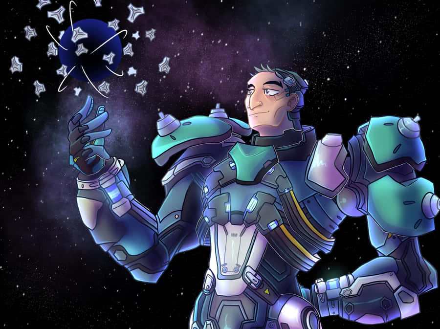 Futuristic_ Armor_ Astronaut_with_ Stars Wallpaper