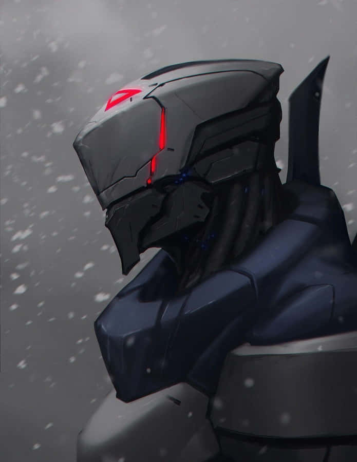 Futuristic_ Armor_ Profile_in_ Snow Wallpaper