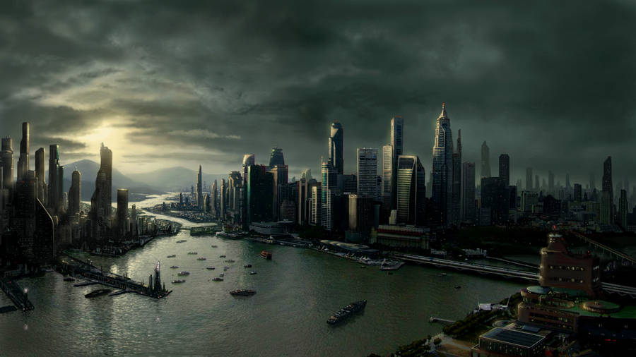 Futuristic City Full Hd 1600x900 Wallpaper