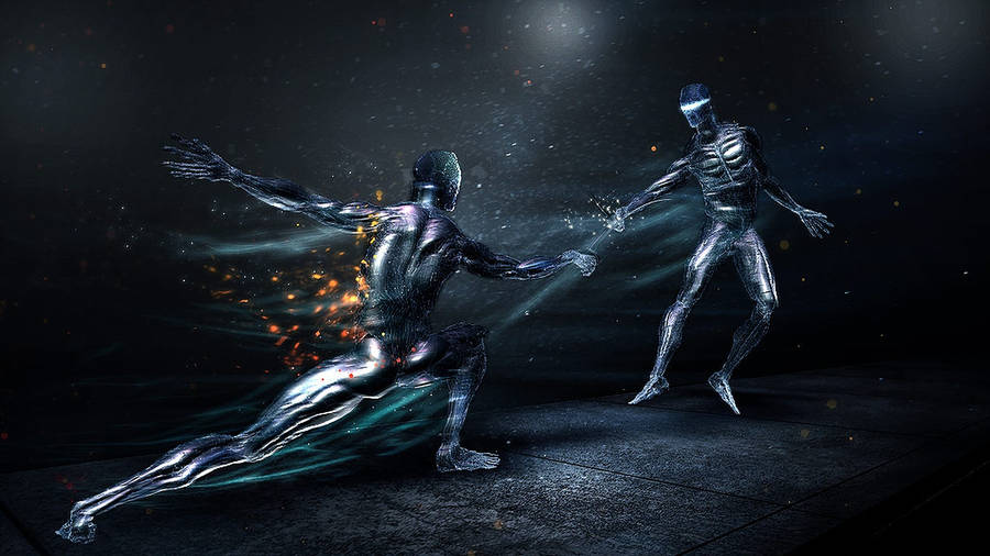 Futuristic Digital Art Fencing Wallpaper