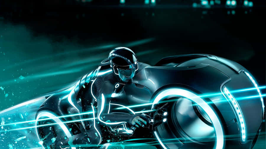 Futuristic Motorcycle Rider Wallpaper