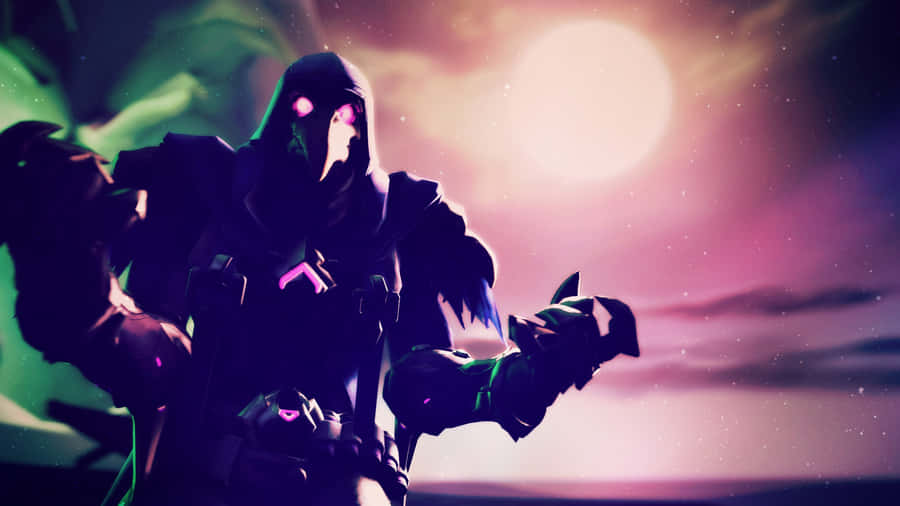 Futuristic Plague Doctor Under Moonlight Wallpaper