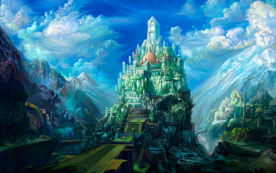 Futuristic World With Frozen Castle Wallpaper