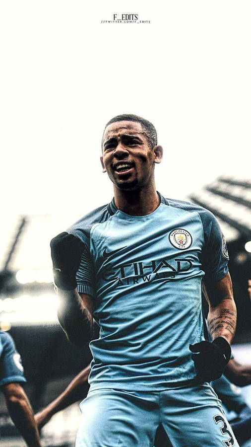 Gabriel Jesus Cheering And Getting Pumped Wallpaper