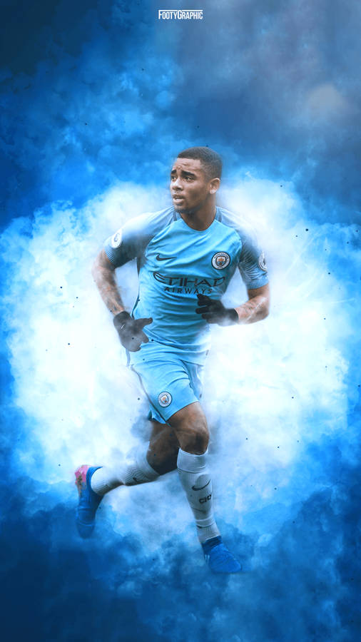 Gabriel Jesus Running White Clouds Wallpaper