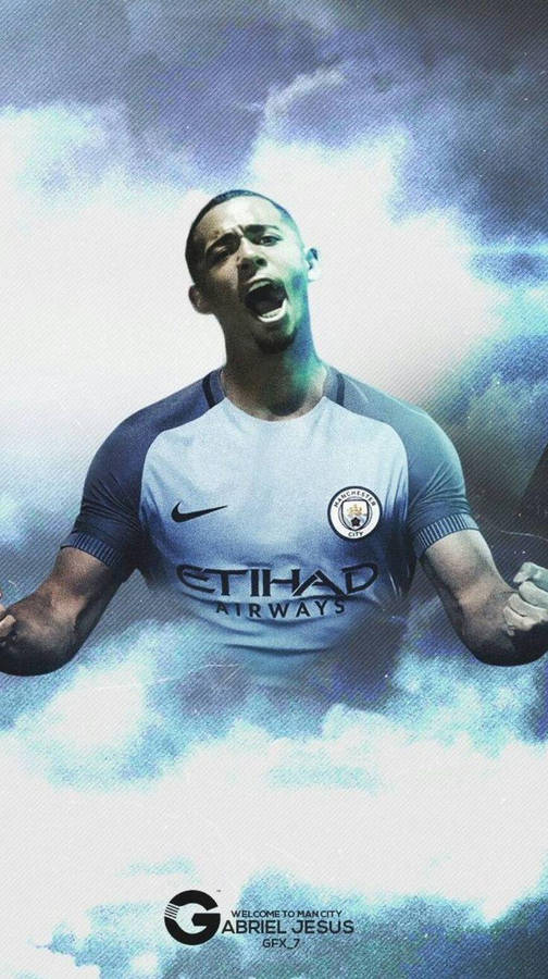 Gabriel Jesus Surrounded By White Fog Wallpaper